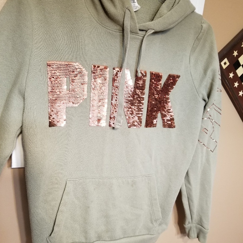 Pink sequence pull over hoodie